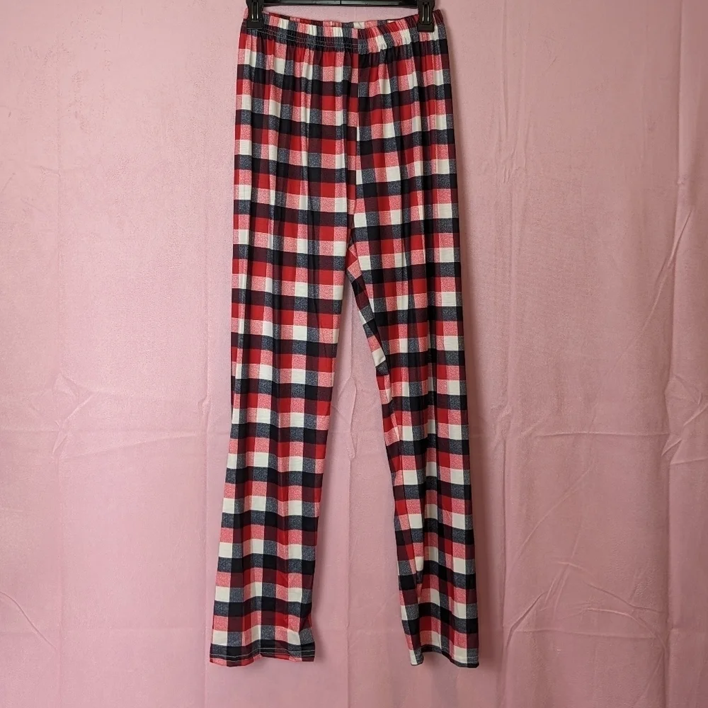 Christmas Plaid Pants and Matching Reindeer Top Pajama Set